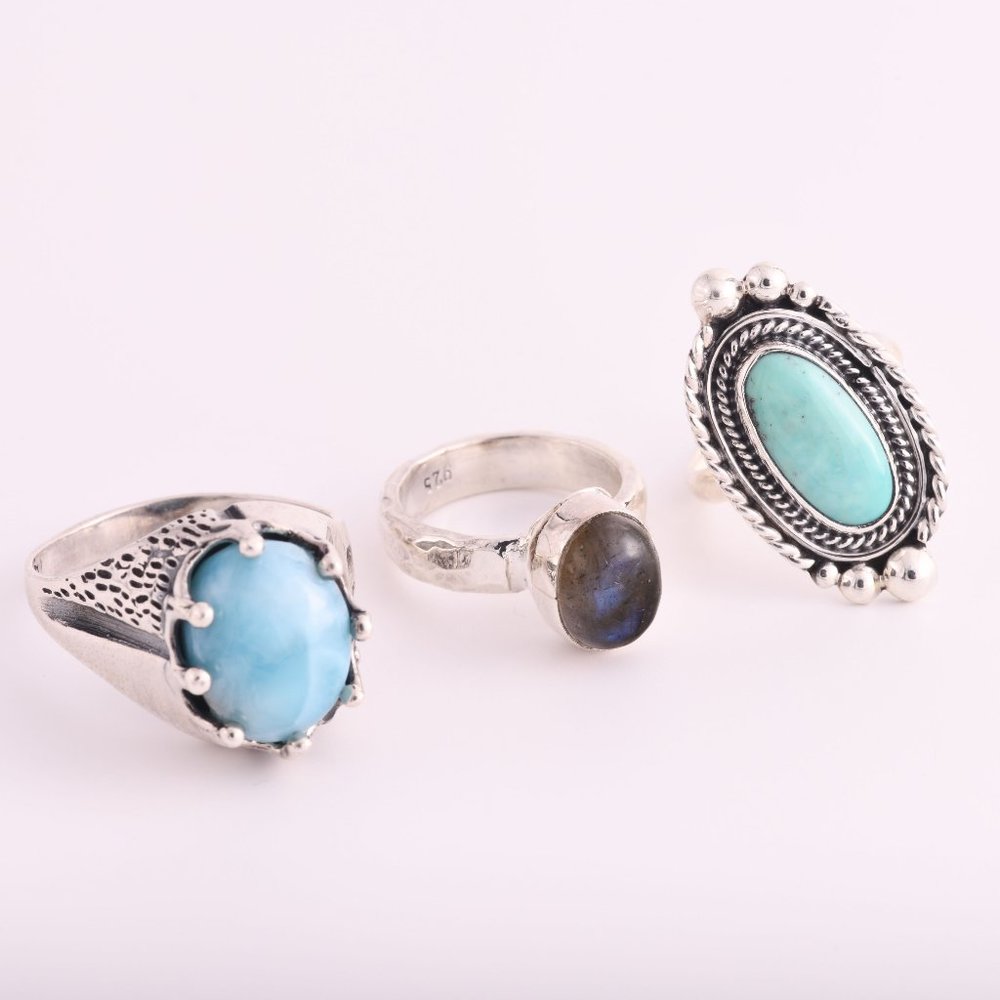 3 Sterling Silver Rings - (A106)